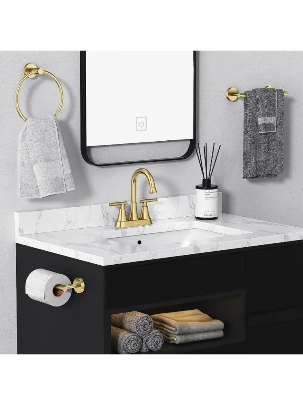 Brushed Gold 2-Handle Bathroom Faucet, 4-Inch Centerset, Lead-Free Design